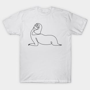 One Line Sloth Upward Facing Dog T-Shirt